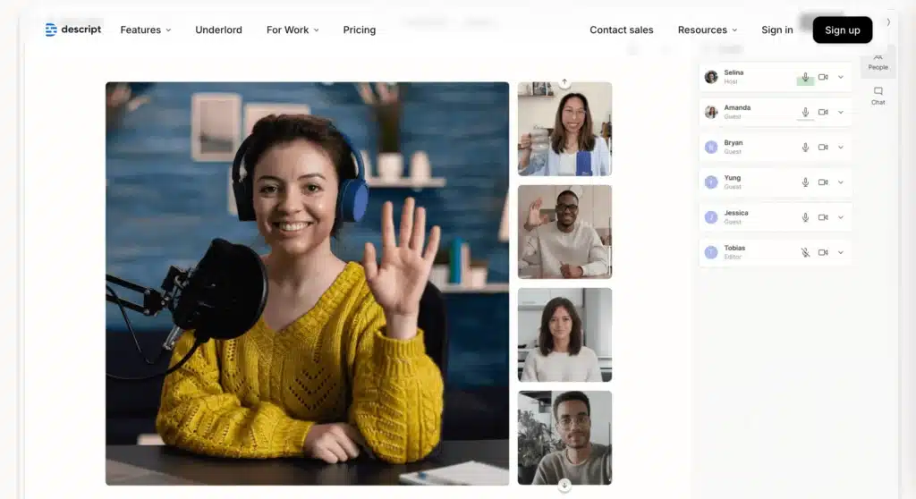 Descript Rooms - best virtual conference platforms