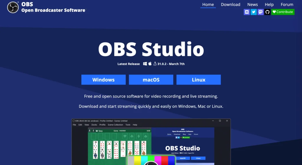 Open Broadcaster Studio OBS Studio - best free live streaming software for PC and Mac