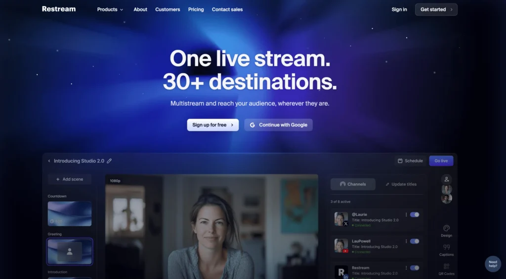 Restream - best live streaming software for multi-streaming