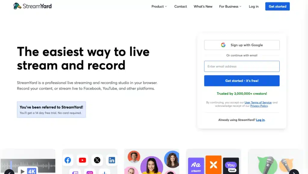 StreamYard - best virtual conference platforms