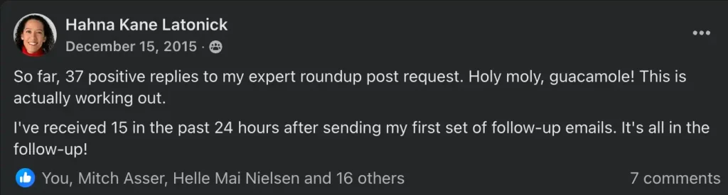 Influencer marketing mistake - Follow up benefits - Hahna example